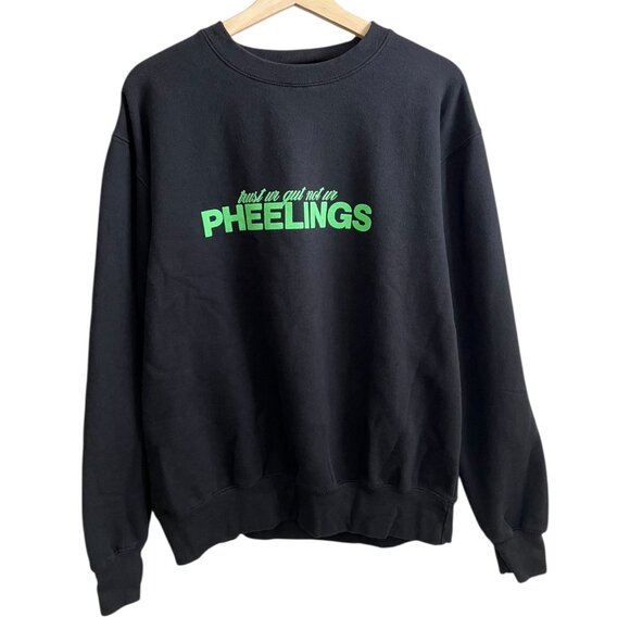 Phem Pheelings Graphic‎ Crewneck Sweatshirt Black Green L Concert Band Indie Pop - Picture 2 of 9